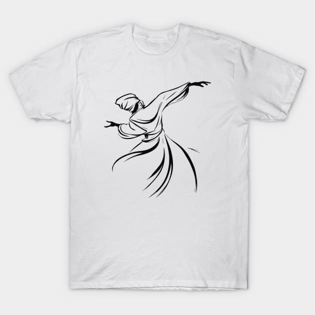 The Dervish Relationship Between Man And God Line Art T-Shirt by taiche